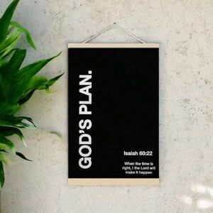 Bible Verse “God’s Plan” Black and White Wall Art with Wood Hanging Frame